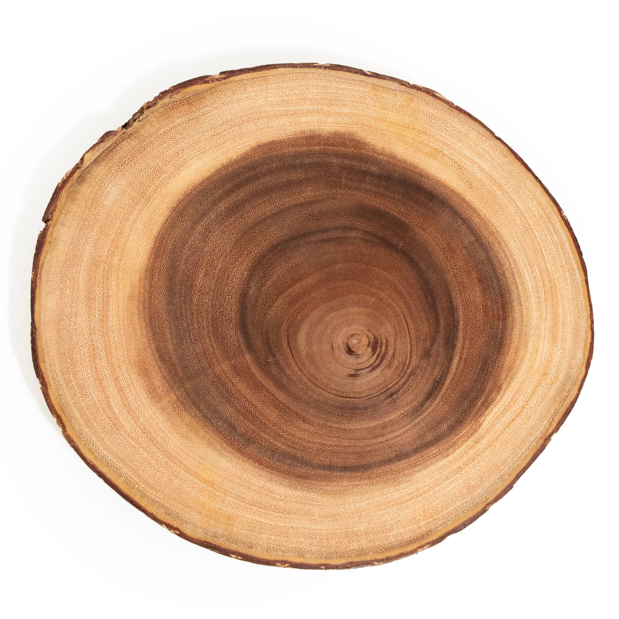 Andaluca - Wholesale Cheese Board - Bark Edge Round Teak Slice Charcuterie Board: 10-12"11