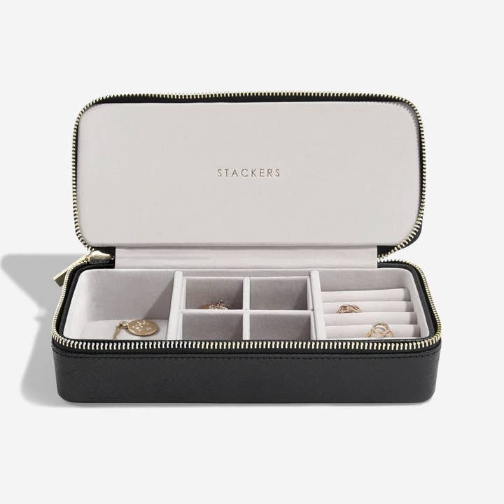 Stackers – Großhandel Schmuckschatulle/-Organizer – Schwarze große Reiseschmuckbox mit Reißverschluss