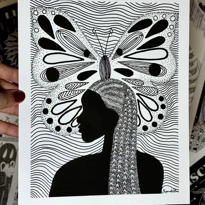 Braids Art Print: Feminine Energy Line Art, 8x10 Matte for wholesale by Solo Souls