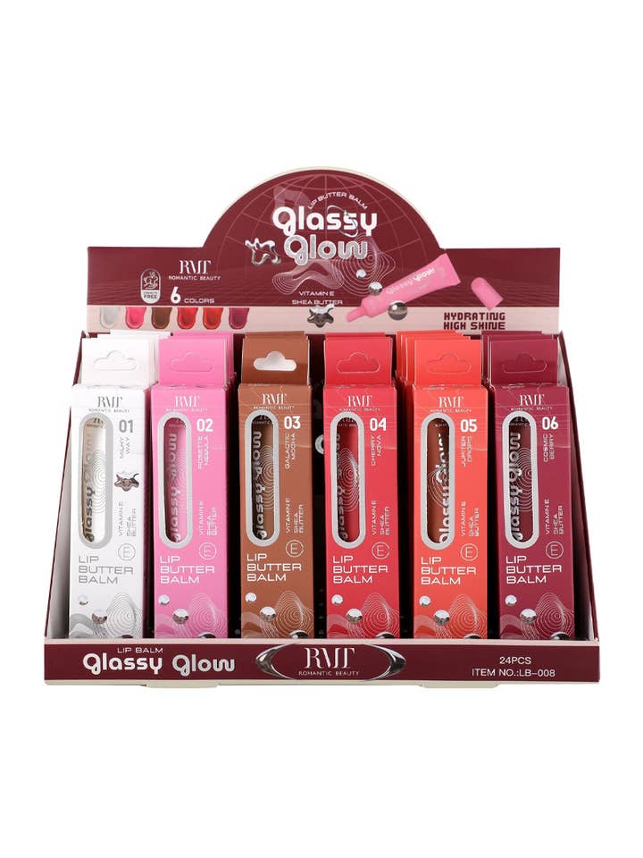 Romantic Beauty LB-008 Glassy Glow Lip Balm - 24 pcs for wholesale by PINEAPPLE Beauty
