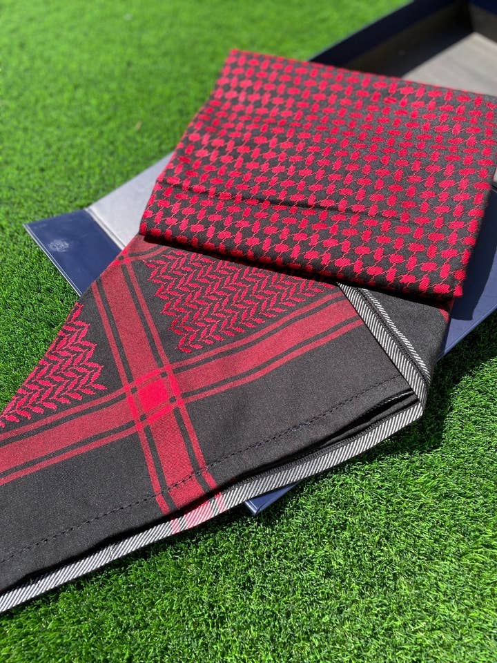 Crimson Black Keffiyeh Scarf Unisex for wholesale by MY LITTLE JUBBA