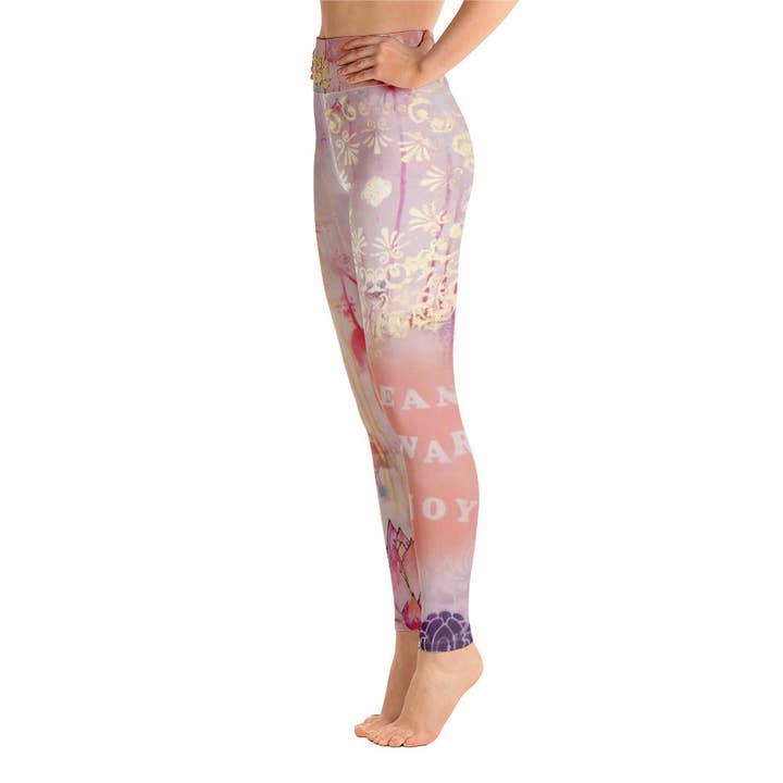 Yoga Pants “Lean Towards Joy” for wholesale by katharinalucia ART