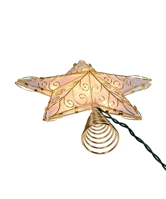 Kurt S. Adler, Inc. - Wholesale Tree Topper - UL 10 Light 8.5" Gold Refl Star Tree Topper6