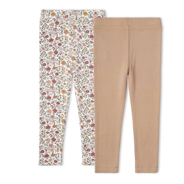 Set da 2 leggings biologici - Woodland Sprig + Taupe per la vendita all'ingrosso da parte di Makemake Organics