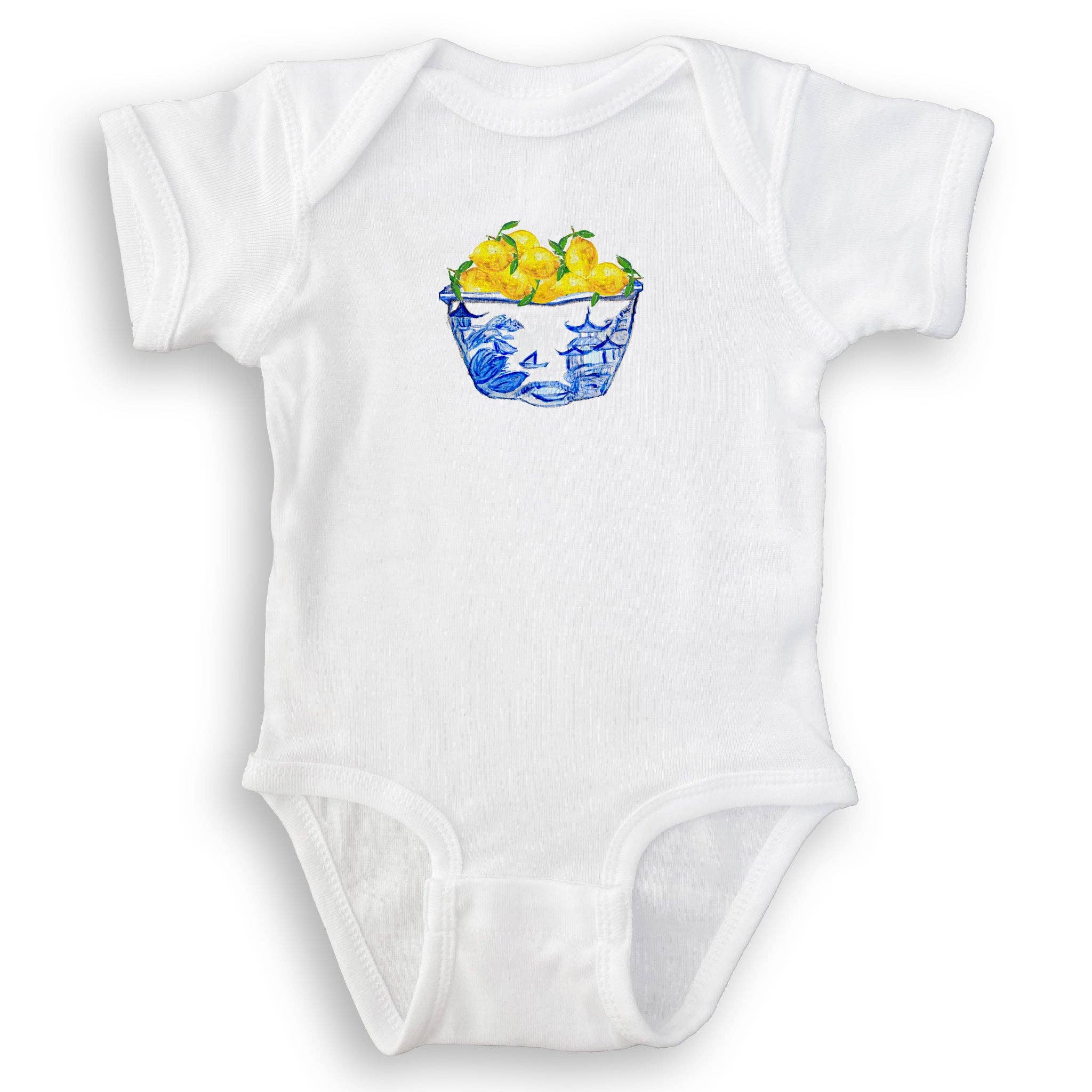 French Graffiti - Vente Torchons - Bol bleu et blanc avec citrons14