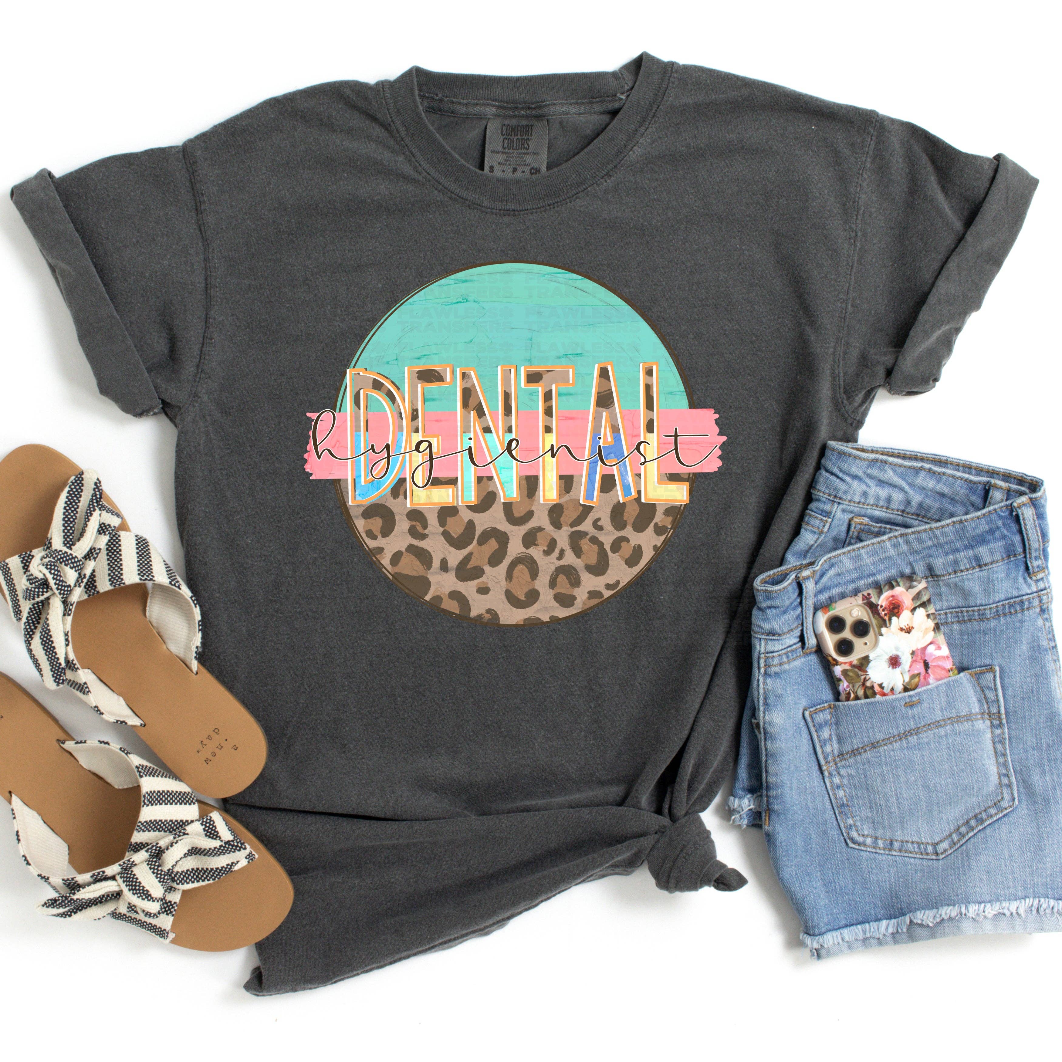 Flawless Transfers – Engroshandel Sublimationstryk – Tandplejer Rund Leopardprint Og Mint DTF Transfer0