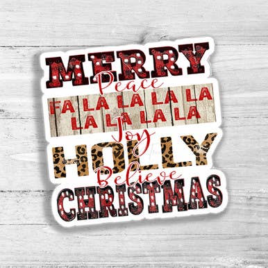 Trendy Transfers - Wholesale Sticker - Merry Christmas Falala Die Cut Sticker