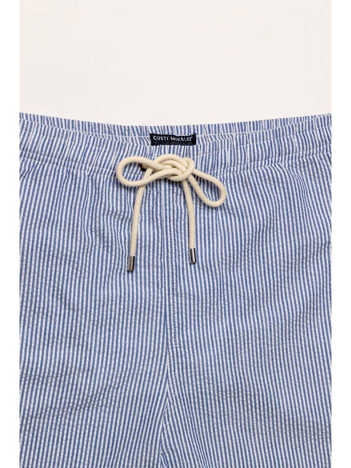 Custi Mikelo: Men's Clothing & Christmas Gifts - Wholesale Swim Shorts - Men's - Navy Seersucker Swimsuit5