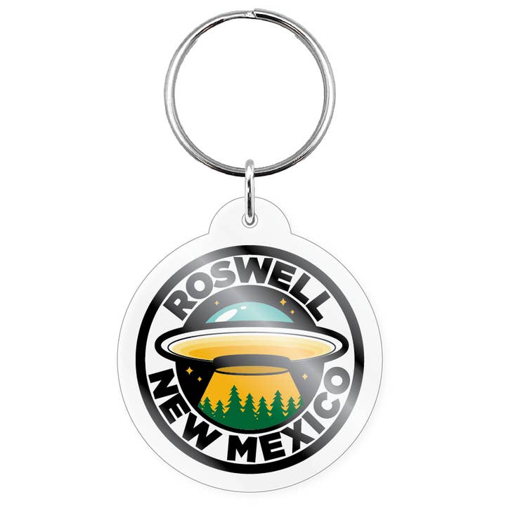 Keychain - Roswell New Mexico UFO Circle Badge for wholesale by Morris Magnets