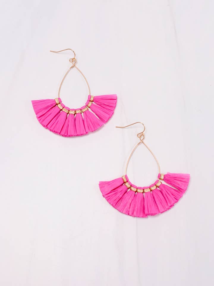 Lonnie Tassel Earring HOT PINK for wholesale by Caroline Hill