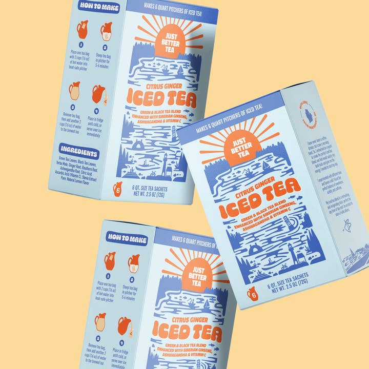 Just Better Tea - Wholesale Iced Tea - Citrus Ginger Iced Tea - 1 Box of Tea (6 qt size tea bags)