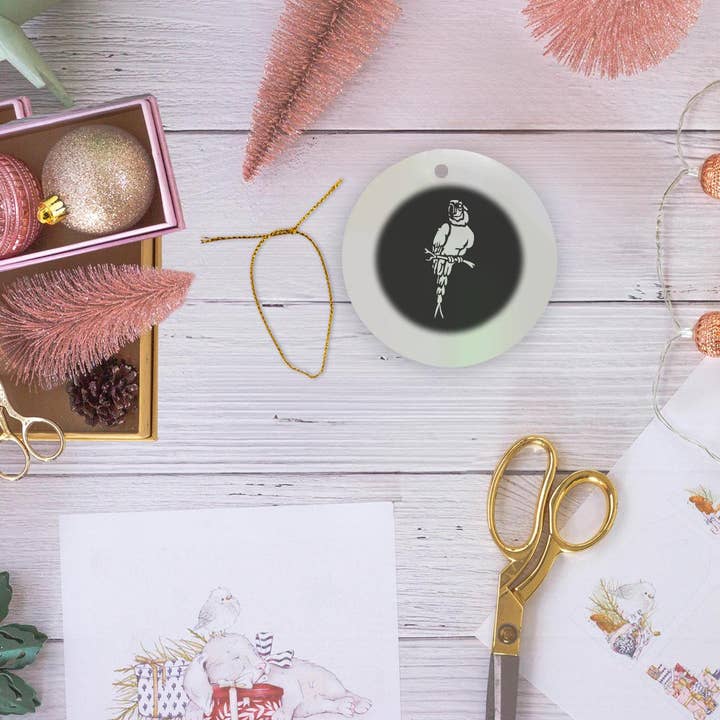 3dRose – wholesale Ornament – 3dRose, Cute Parrot Cut-Out Stencil-Style, Ornament5