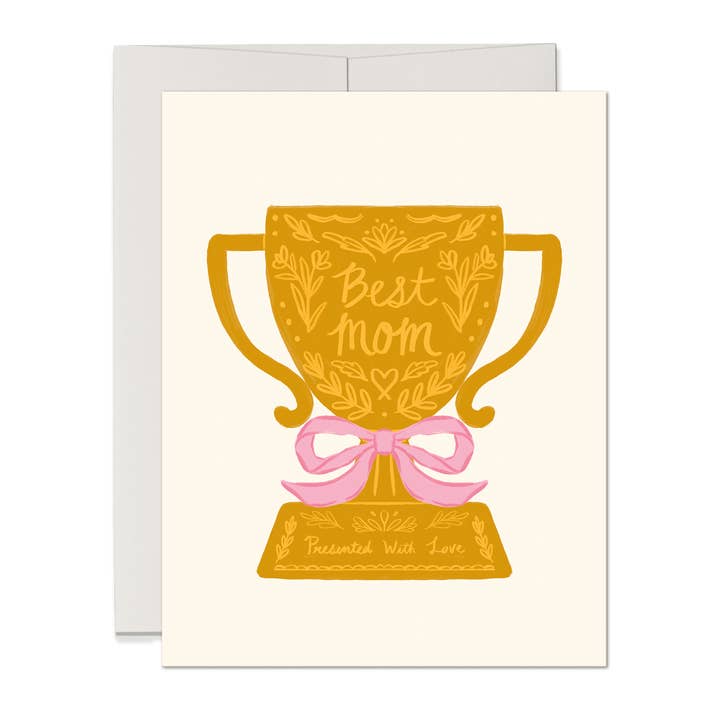 Carte Trophée Meilleure Maman - Carte de Fête des Mères Illustrée à la Main pour la vente par Three Strands Design