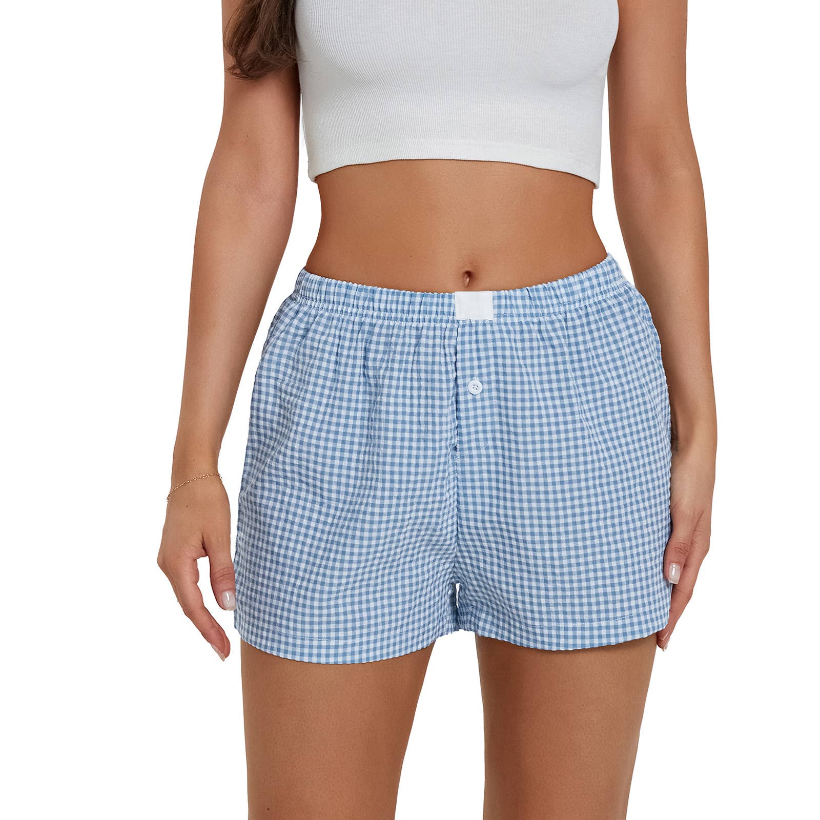 Lily Clothing - Wholesale Shorts - Women's - Retro plaid casual high-waisted loose shorts6