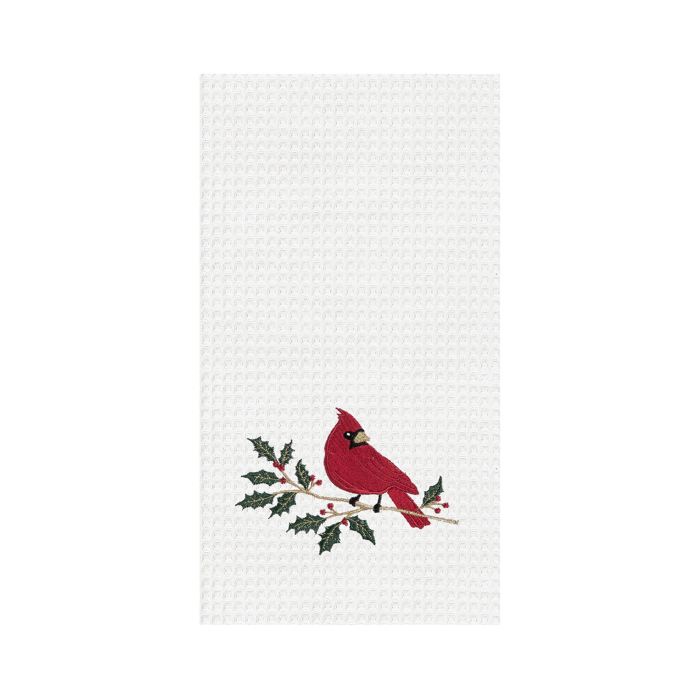 C&F Home - Wholesale Tea Towel - Christmas Cardinal Holly Kitchen Towel