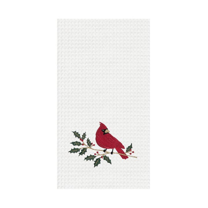 Christmas Cardinal Holly Kitchen Towel for wholesale by C&F Home