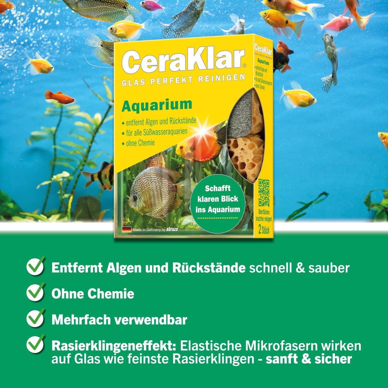 abrazo - Wholesale Cleaning Sponge - abrazo CeraKlar Aquarium - 2 sponges, removal of algae6