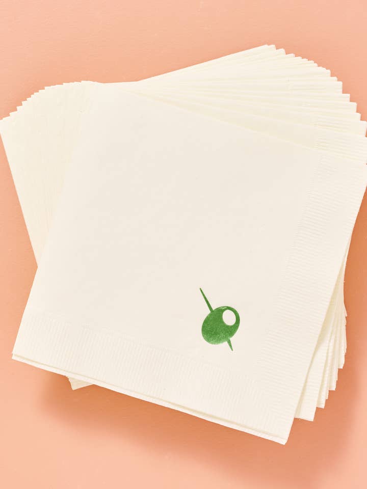 Cocktail-Servietten, Olivgrün, 20er-Set für den Großhandel von One & Only Paper