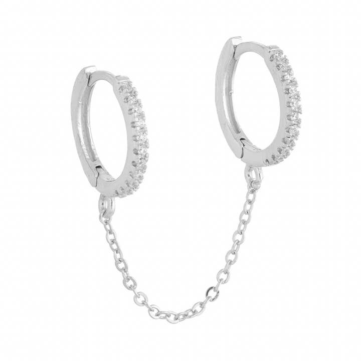 Melange Blanc - Wholesale Hoop Earrings - E128 double hoop chain earring, link earring, dangle earring8