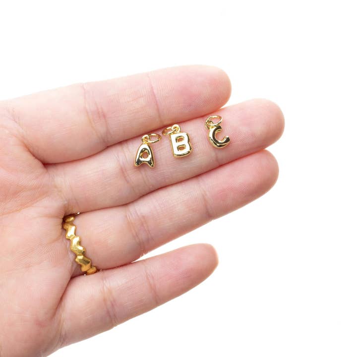 Jewel Pledge - Wholesale Individual Charm/Pendant - Gold Balloon Alphabet Initial Letter Charm CPG8236