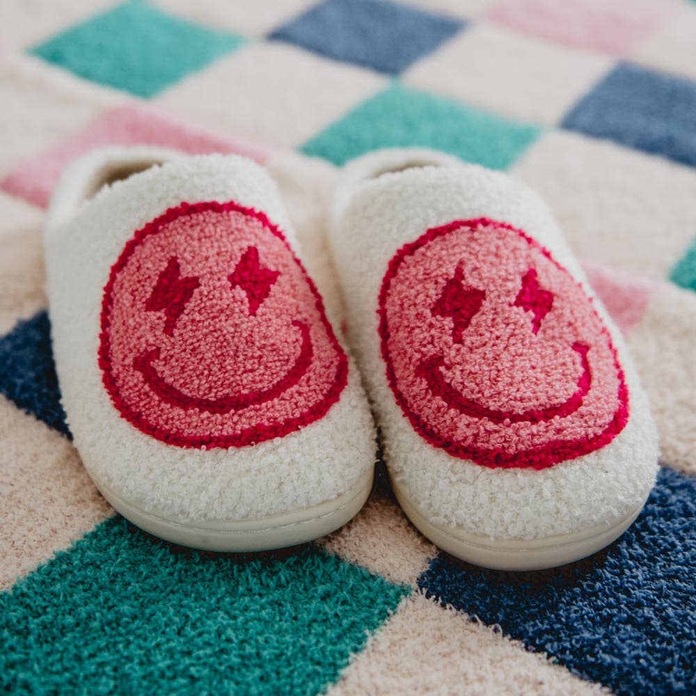 Katydid - Wholesale Slippers - Women's - Hot Pink and White Lightning Happy Slippers3