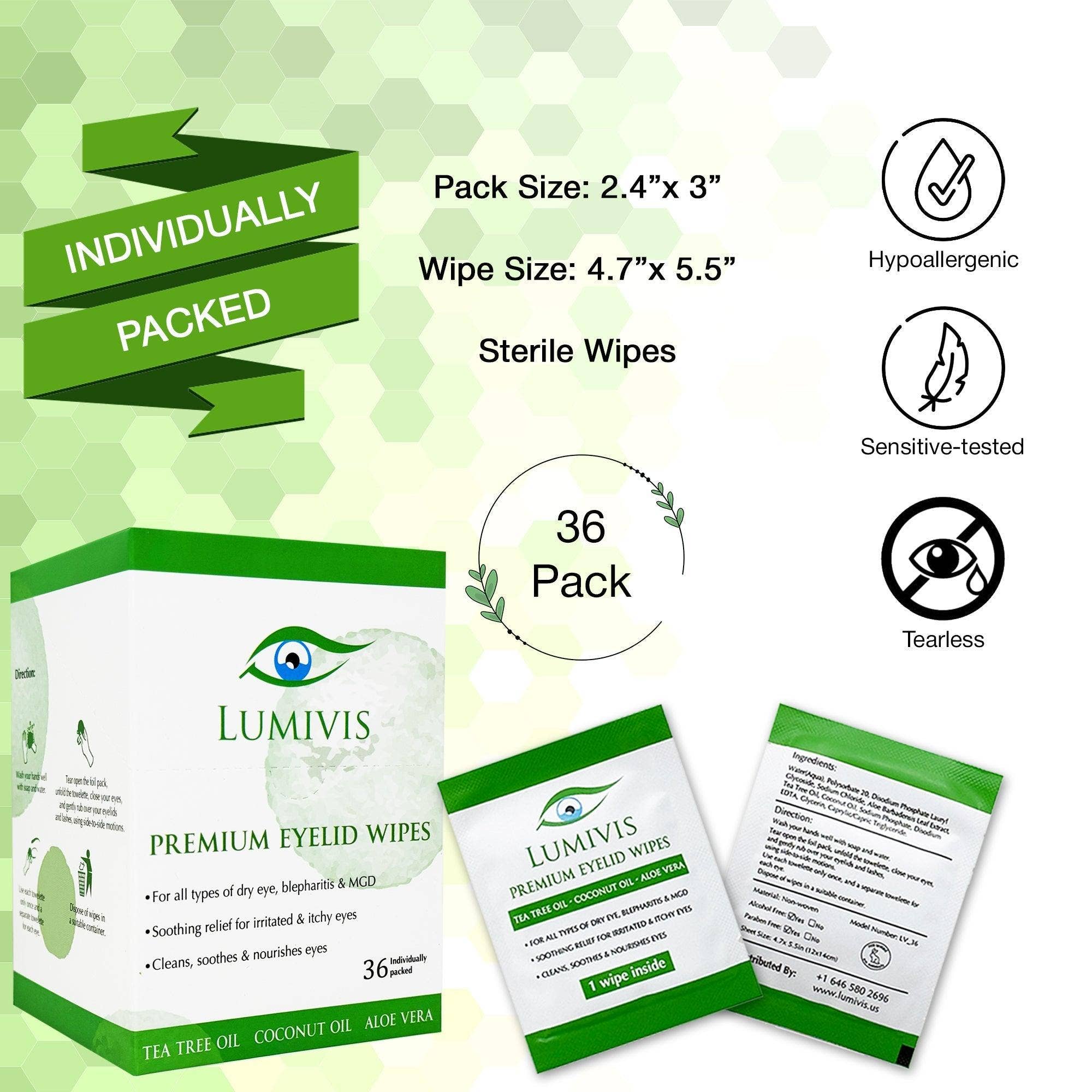 Ephesus Accessories - Wholesale Eye Treatment Mask - Lumivis Eyelid & Eyelash Wipes with Tea Tree Oil 36 Pieces1