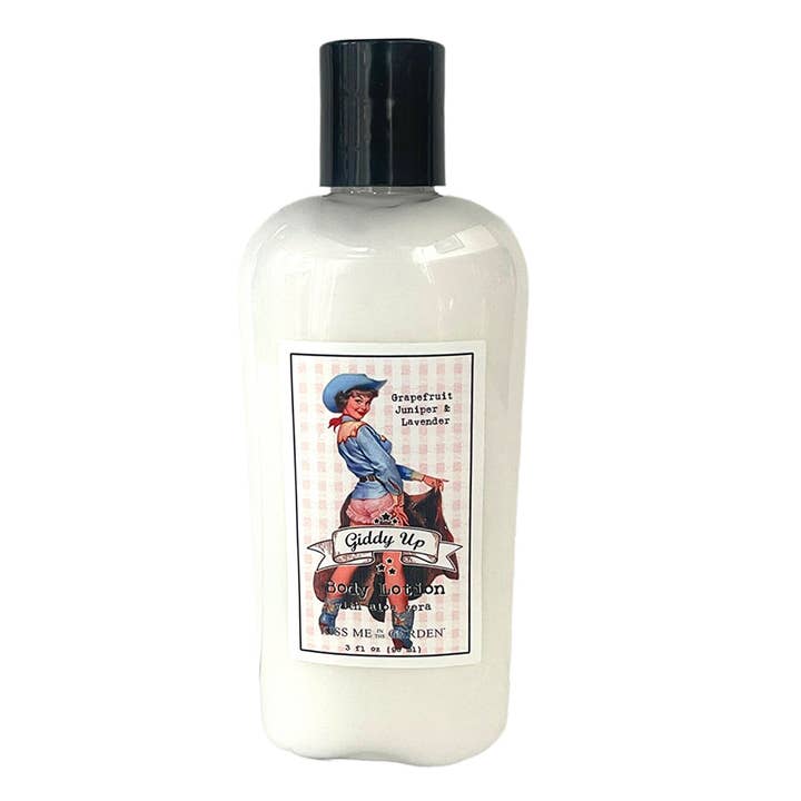 Giddy Up Travel Lotion 3 oz for wholesale by Kiss Me in the Garden