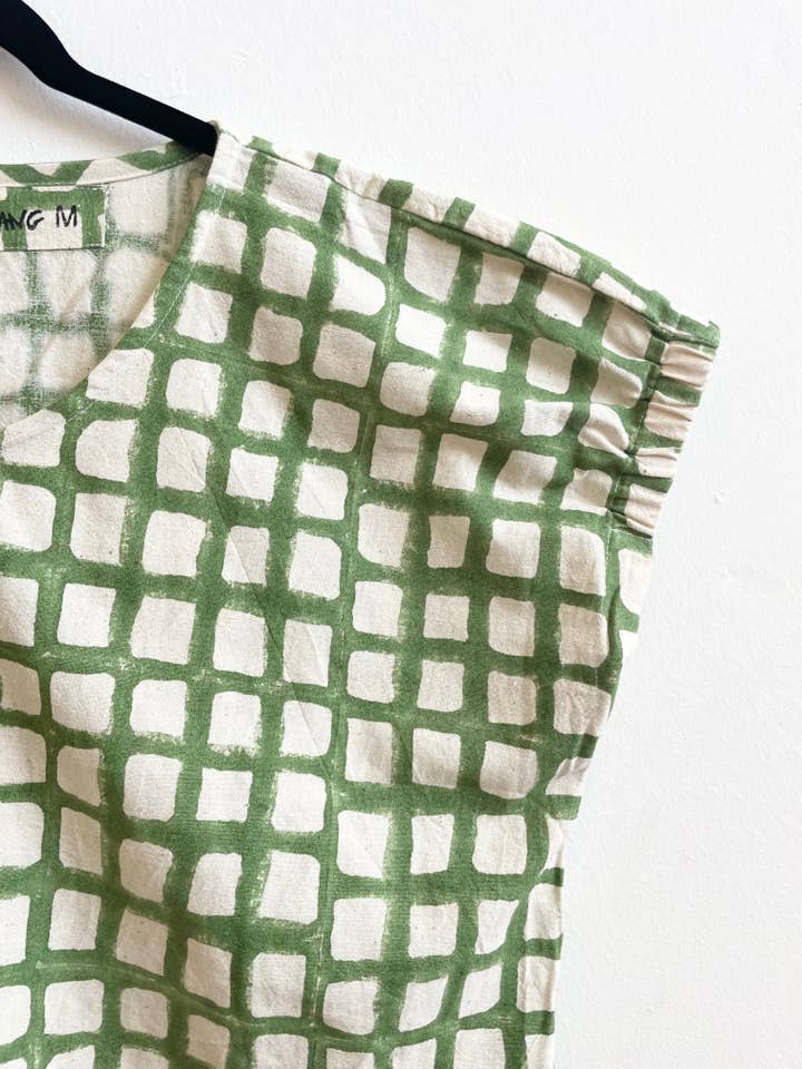 Happy French Gang - Wholesale Blouse - Women's - Zélia Top Green Grid (XS-XXL)