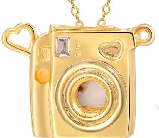 HoopLa - Vente Colliers à pendentif - Collier en acier doré 14K avec appareil photo Polaroid0