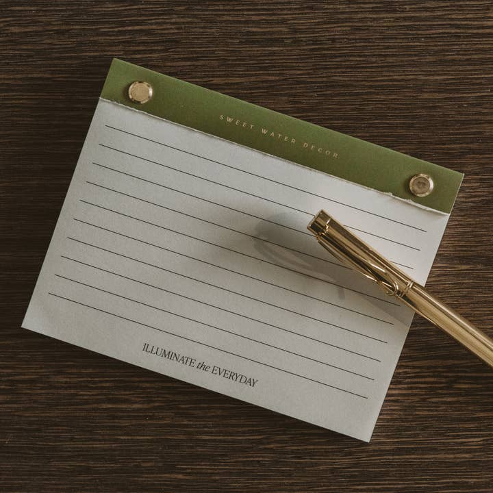 *NEW* Small Green Gold Rivet Basic Notepad - Stationery for wholesale by Sweet Water Decor