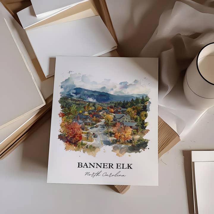 Premium Travel Art - Wholesale Art Print - Banner Elk NC Wall Art, Blue Ridge NC Print, North Carolina Watercolor, Banner Elk NC Gift, Travel Print, Travel Poster, Housewarming Gift4