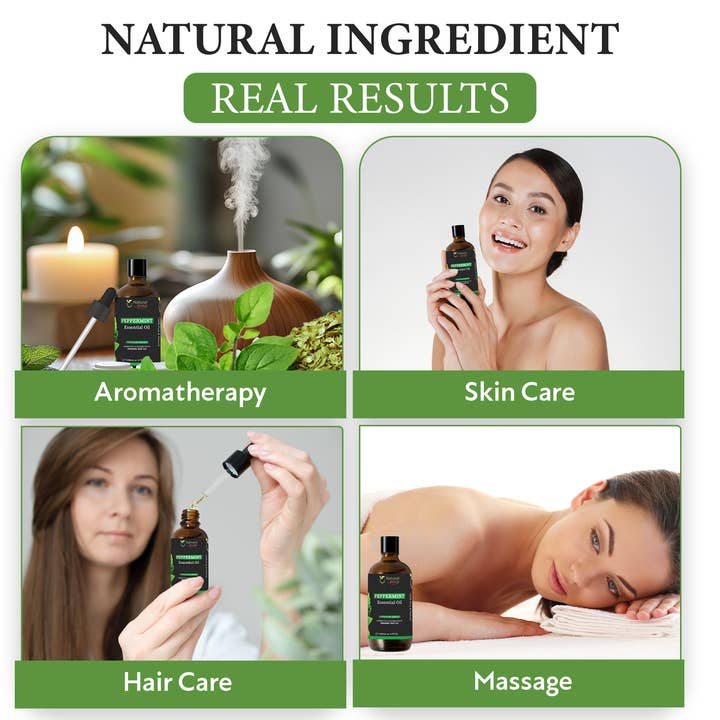 Organic Way LLC - Wholesale Essential Oil - Natural Way Peppermint Essential Oil | Premium Grade Essential Oils for Hair Care, Oil for Skin, Aromatherapy, & Diffuser | Essential Oil for Skin Tag Remover, Massage Oil & Humidifier Use | 4 Fl Oz (120 mL)