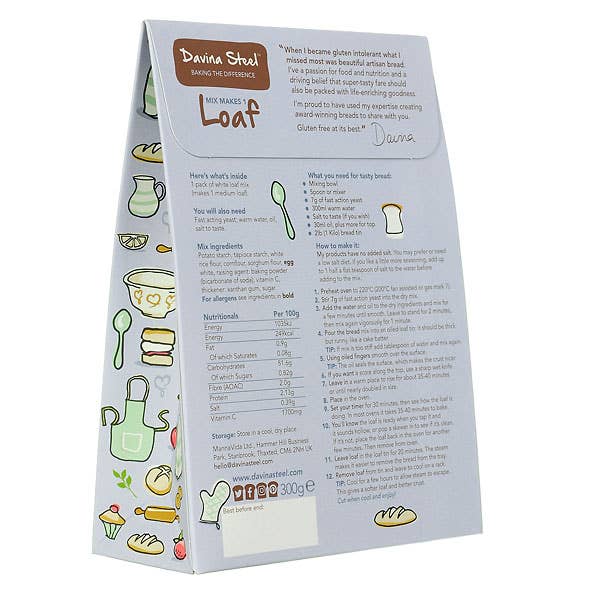 davina steel – wholesale Bread mix – Davina Steel Gluten Free White Bread Mix - 300g1