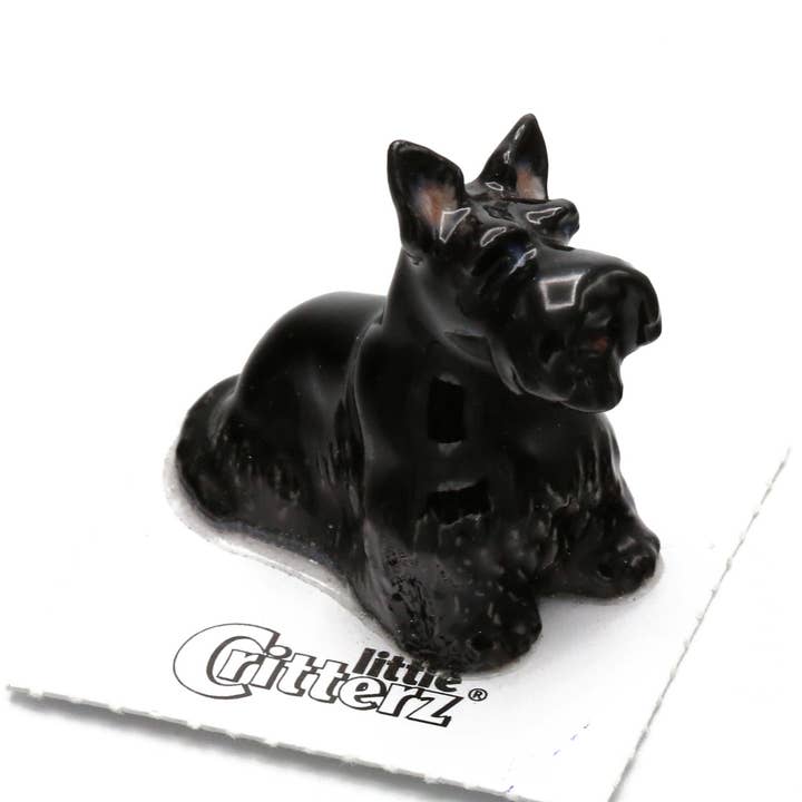 Fala Scottishterrier Black Porcelain Miniature for wholesale by Little Critterz