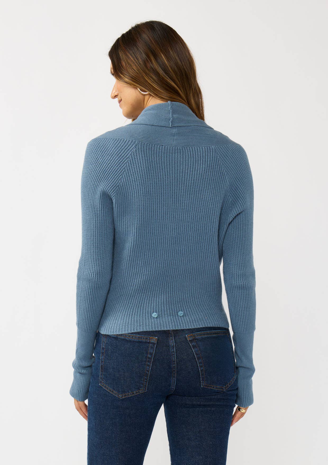 Lovestitch - Wholesale Cardigan - Women's - Waffle Knit Long Sleeve Tie Front Cardigan2