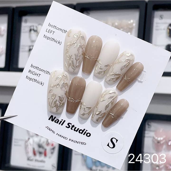 handgemaakte Press on Nails 24303 voor wholesale door foamboxnail