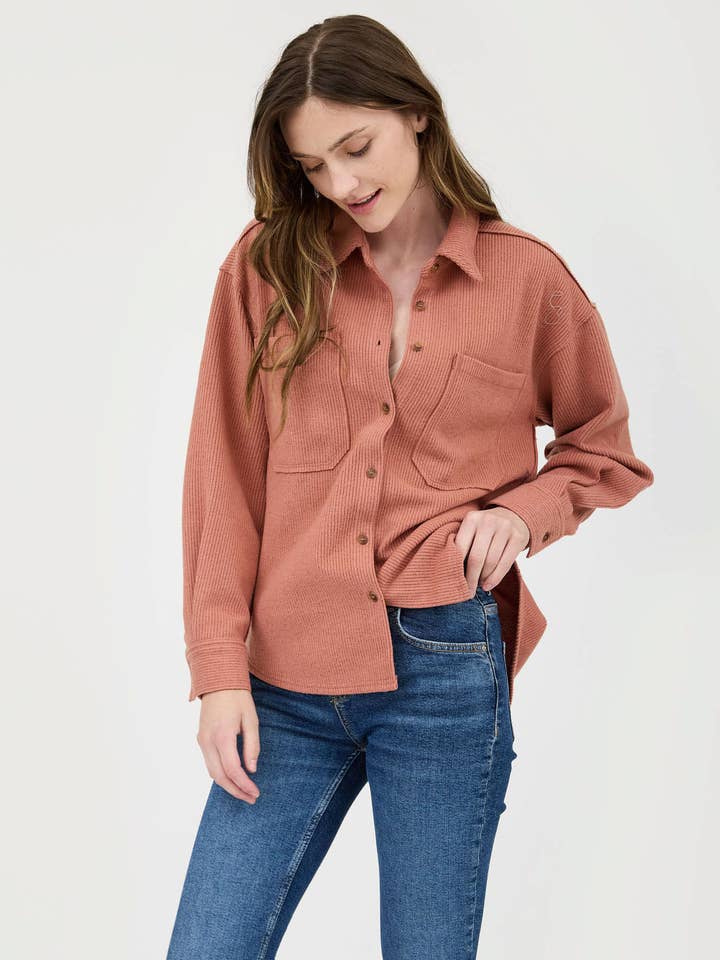 Blu Pepper - Wholesale Knit Top - Women's - RIB KNIT EXPOSED SEAM BUTTON UP TOP25