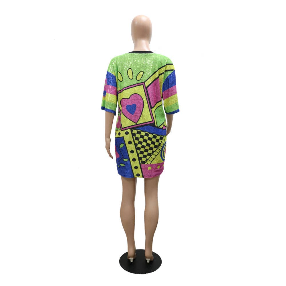 MB Fashion Wholesale - Wholesale Dress - Women's - MB FASHION SEQUIN MINI SHIRT LOOSE DRESS 9984LY27