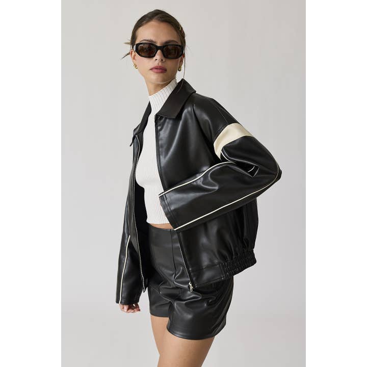 Apolline - Vente Veste en cuir – femme - Veste de course en similicuir Camila0