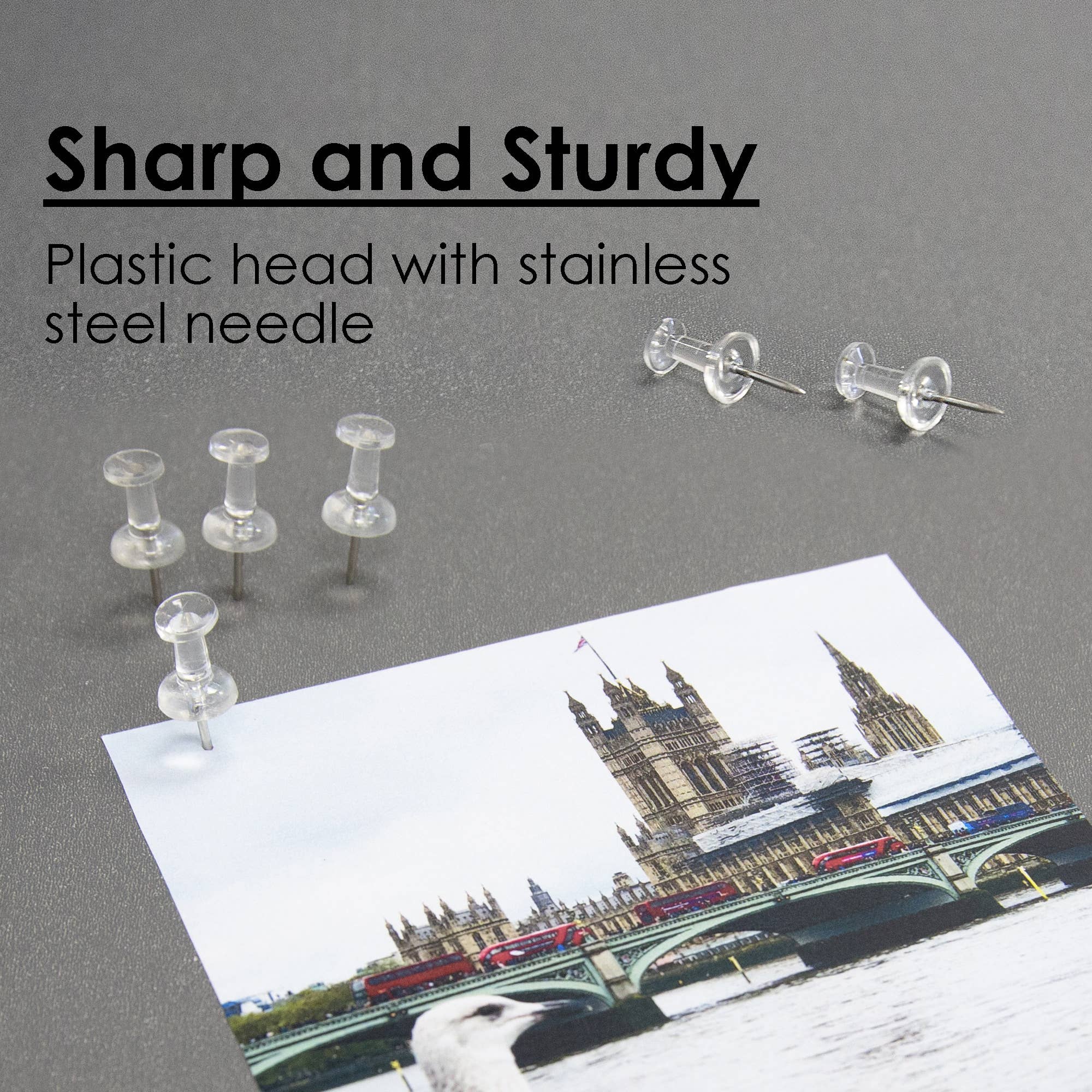 BAZIC Products - Wholesale Push Pin - Push Pins Clear Transparent (100/Pack)2