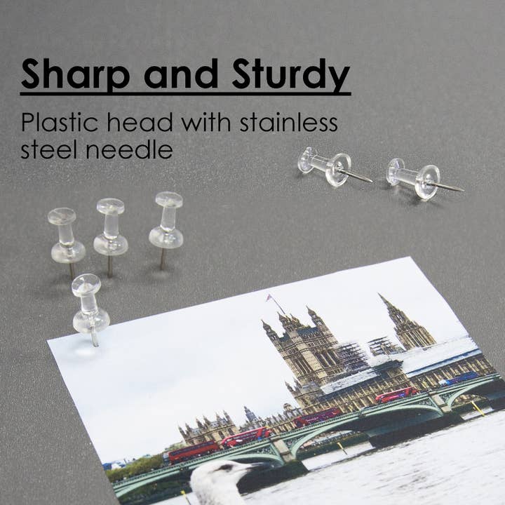 BAZIC Products - Wholesale Push Pin - Push Pins Clear Transparent (100/Pack)2