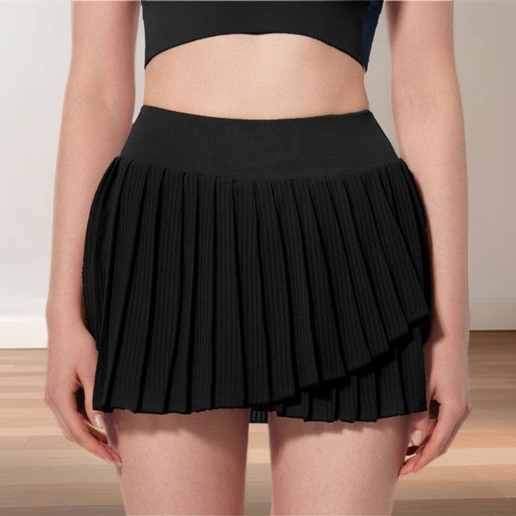Crave by FW - Wholesale Athletic Skirt - Women's - Fashion Solid Color Double Layer Tennis Skirt11