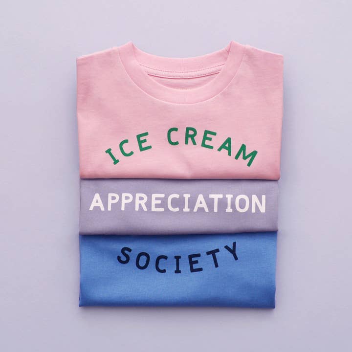 Alphabet Bags - Wholesale Screen Printed T-Shirt - Kids - Ice Cream Appreciation Society - Kid's T-shirt - Blue5