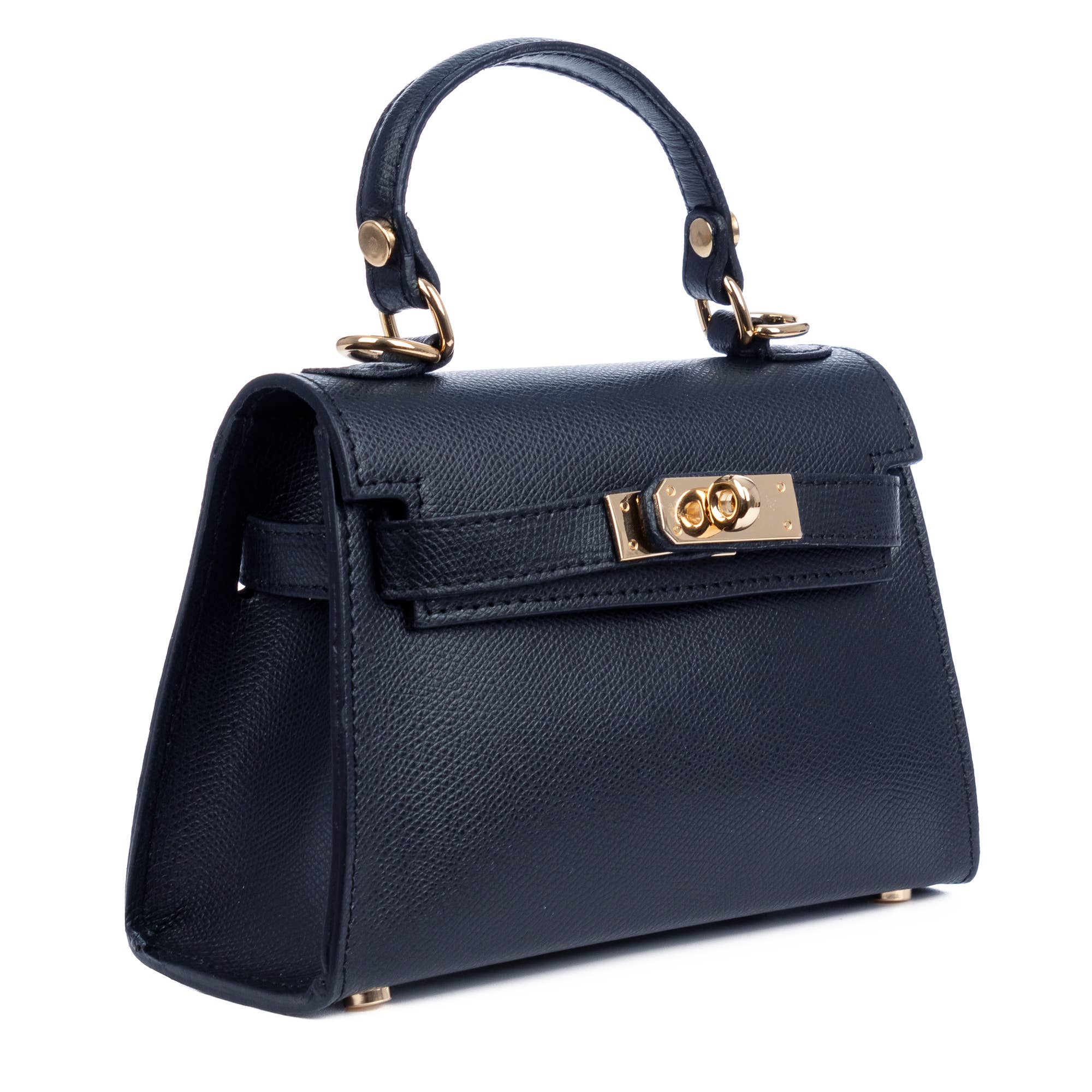 dark navy Asciano handbag genuine Palmellato leather closure and strap for wholesale on Faire1
