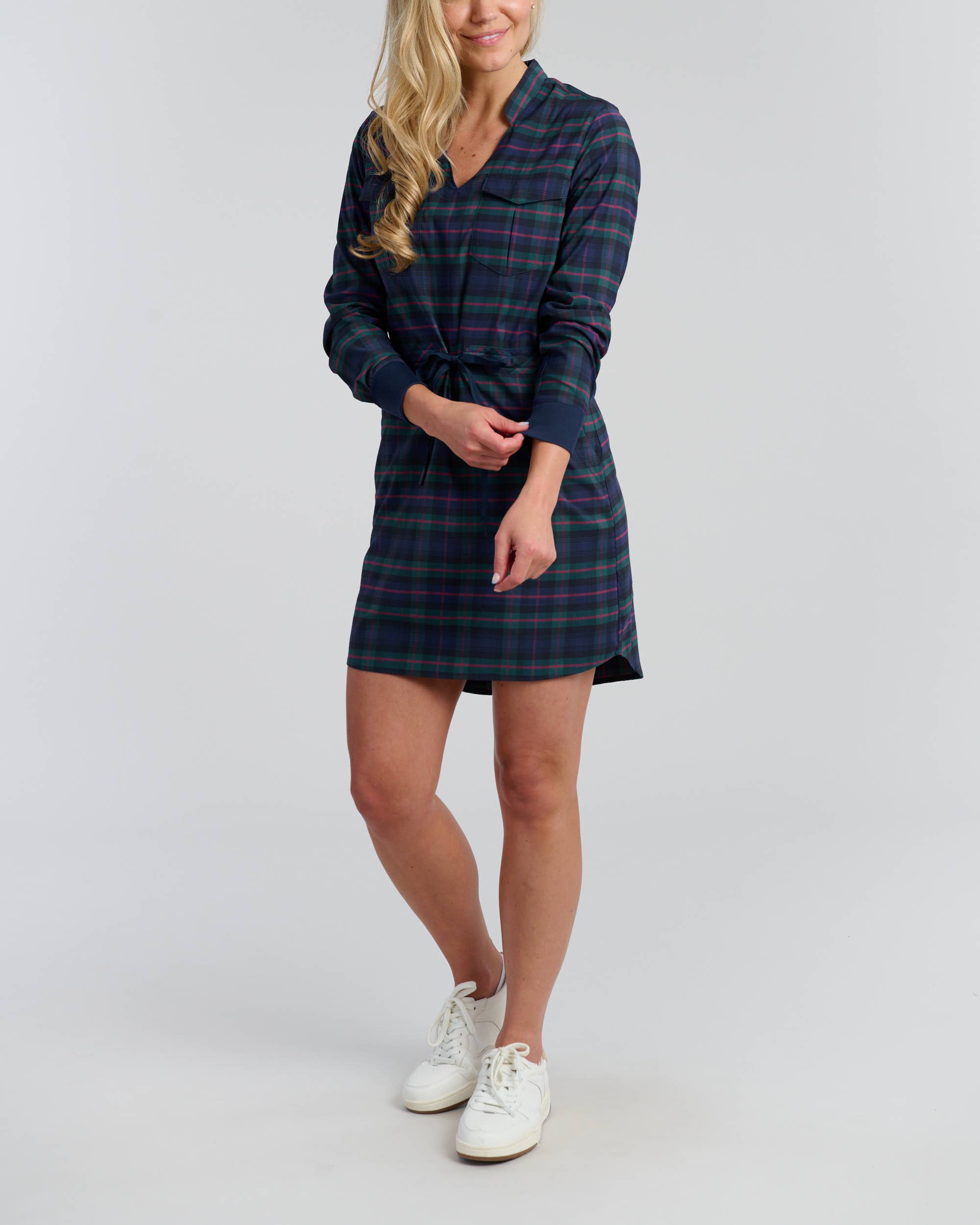 Dark Tartan Driver Dress for wholesale on Faire4