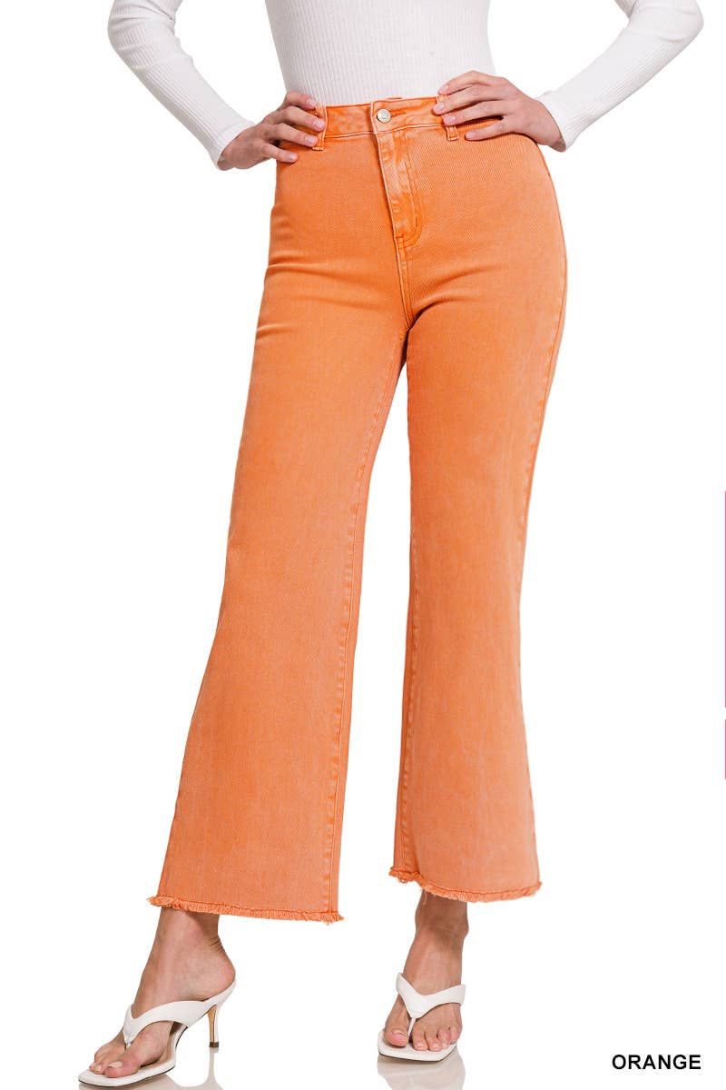 42POPS – wholesale Jeans - Dam – .Syra-tvättade fransiga avklippta raka vida byxor24