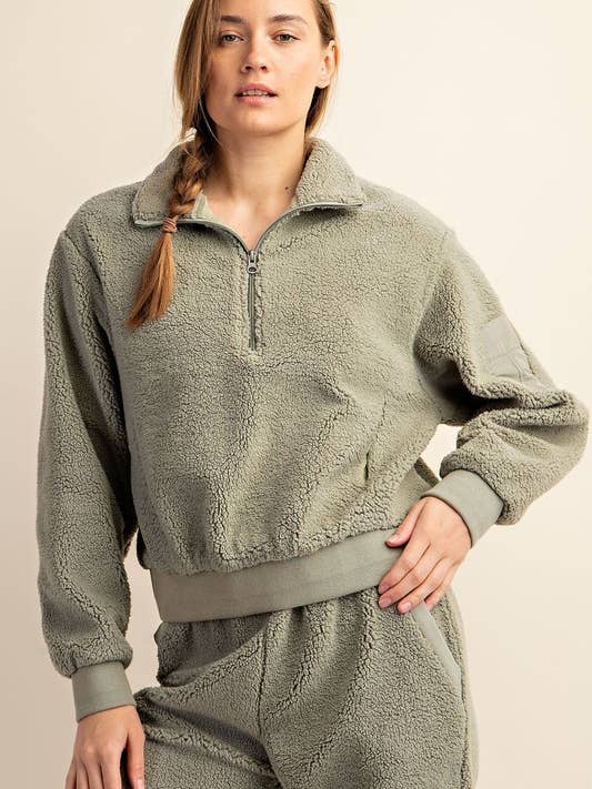 J983737 QUARTER ZIP MICRO SHERPA JACKET for wholesale by Sunday Morning