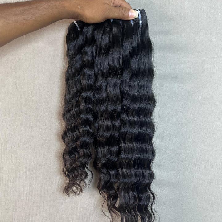 Gaurash Beauty Supply Inc. - Wholesale Hair extensions - Raw Indian Deep Wave Hair Bundles: Natural Black/Brown, 100g0