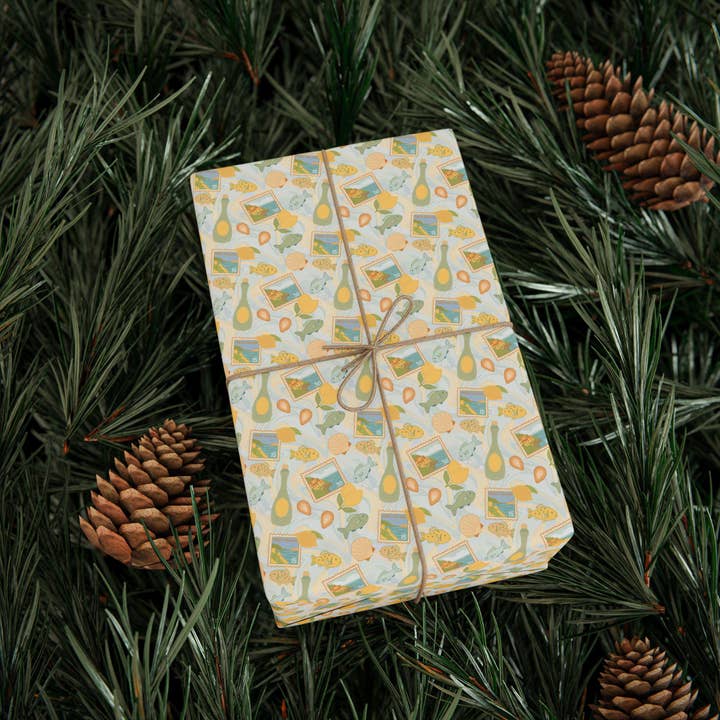 OhhhSoPeachy - Wholesale Wrapping Paper Roll - Amalfi coast Mediterranean Summer Gift Wrapping Paper for All Occasions, Party or Birthday or Holiday Gifts and Crafting Supplies1
