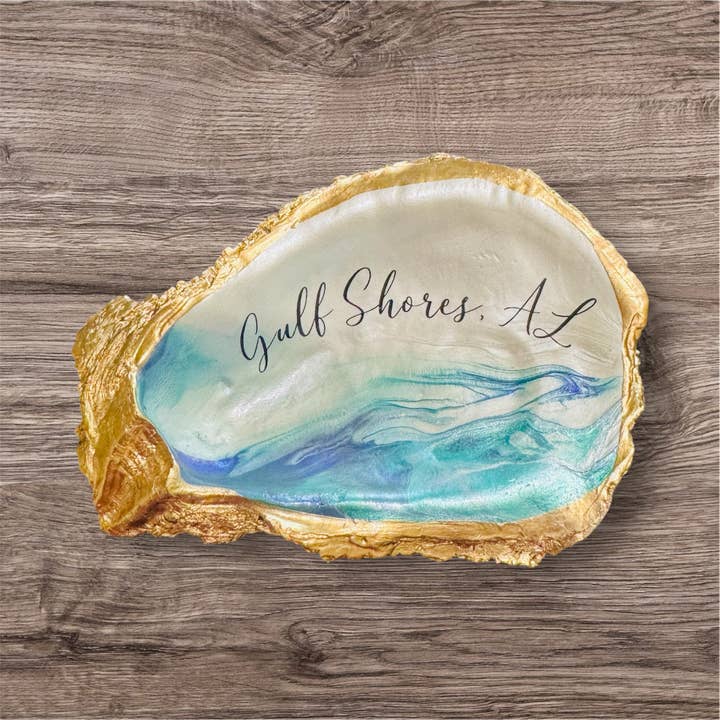 Shells by Shea - Wholesale Jewelry Dish - Personalized Blue Oyster Trinket Dish